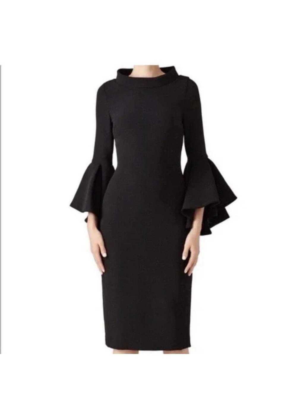 Badgley Mischka Black Flare Sleeve Sheath Dress Size 12 NWT black